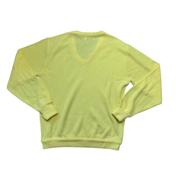 Vintage 80's IZOD Lacoste Men's Sweater, size Large, Bright Yellow; V-neck - Picture 2 of 9